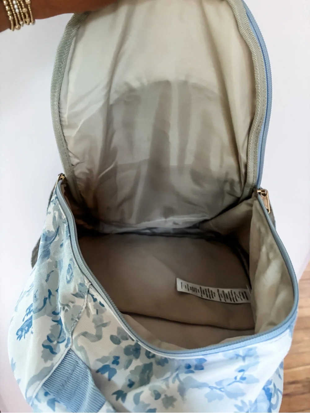 LoveShackFancy Light Blue and White Floral Kids Backpack